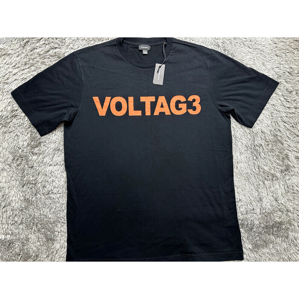 Diesel Men's T-Just-X1 Short Sleeve T-Shirt VOLTAG3 In Black Size L